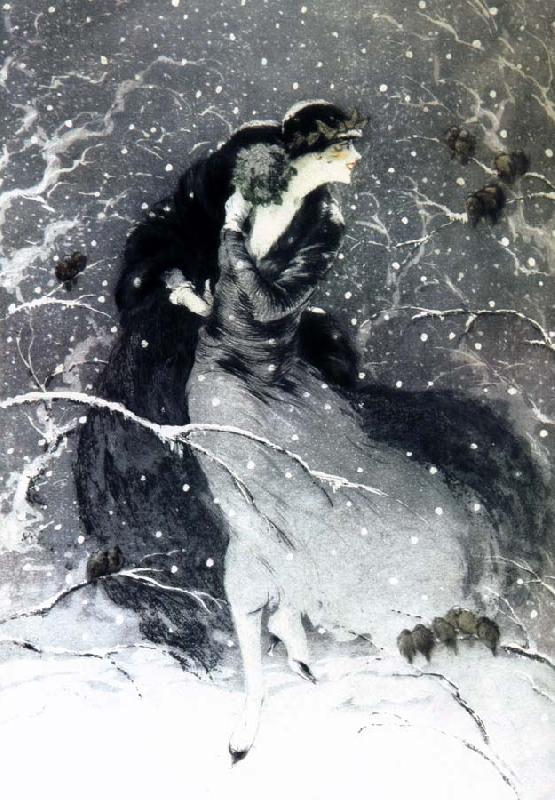 Louis Lcart Snowing night oil painting image